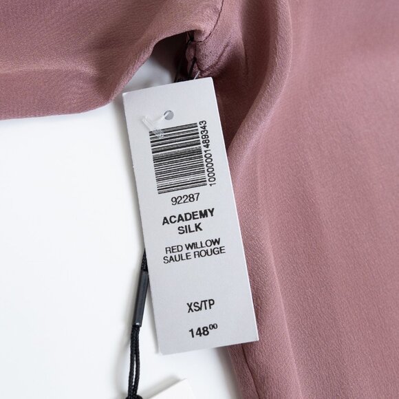 Aritzia Babaton Academy 100% Silk Blouse Button Up Red Willow Mauve Pink - Picture 12 of 13